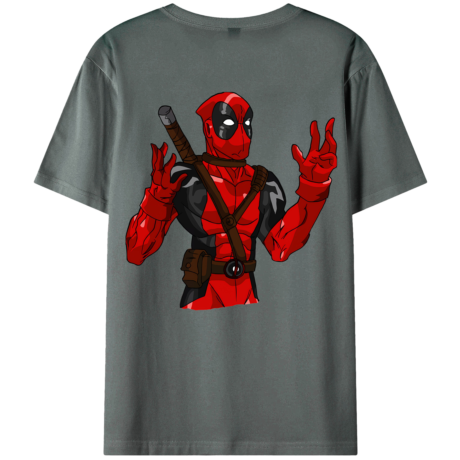 （画像用） Deadpool デッドプール 綿100％ メンズ半袖Tシャツ（バックプリント） 通気性